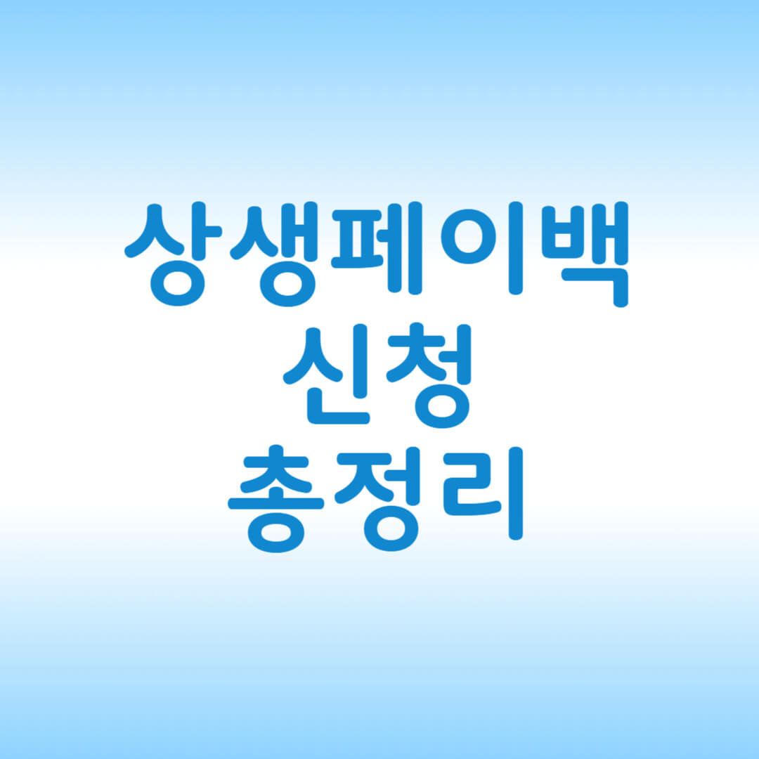 2025 상생페이백 신청방법과 환급 조건