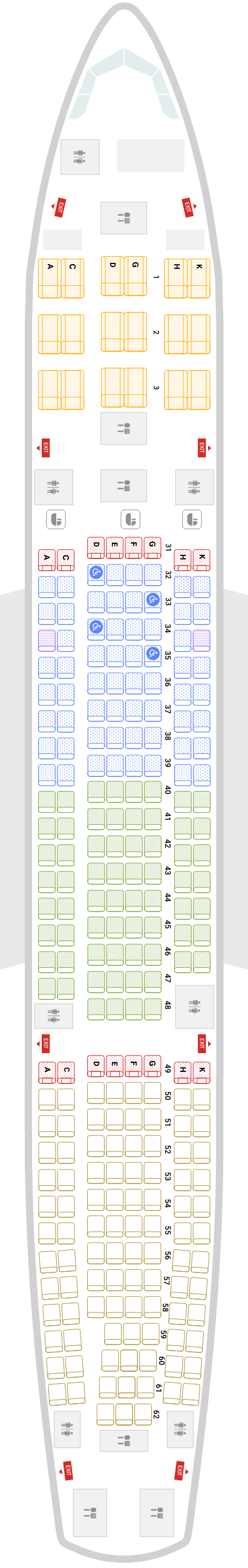 티웨이항공 A330-200 기본정보, 좌석배치도, 좌석 간격