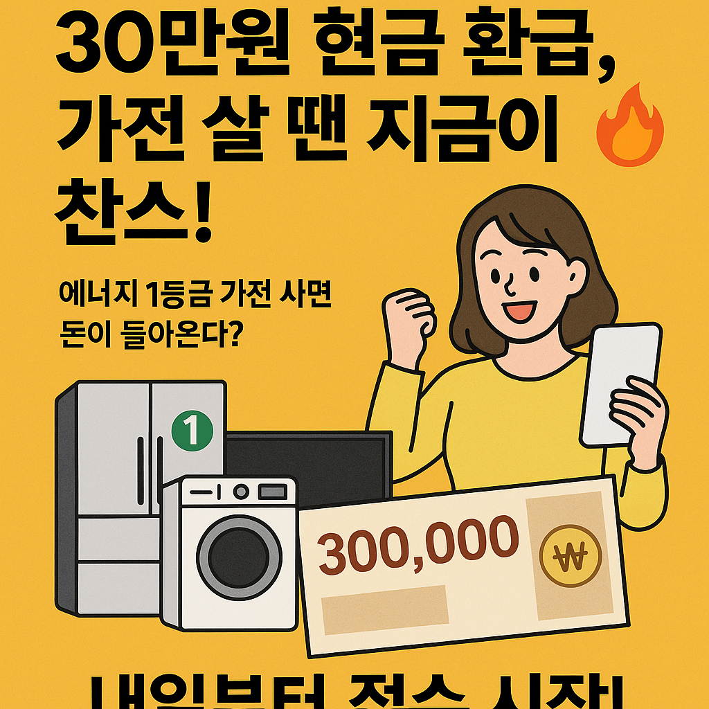 30만 원 현금 환급, 으뜸효율 가전제품 환급 가전 살 땐 지금이 찬스!