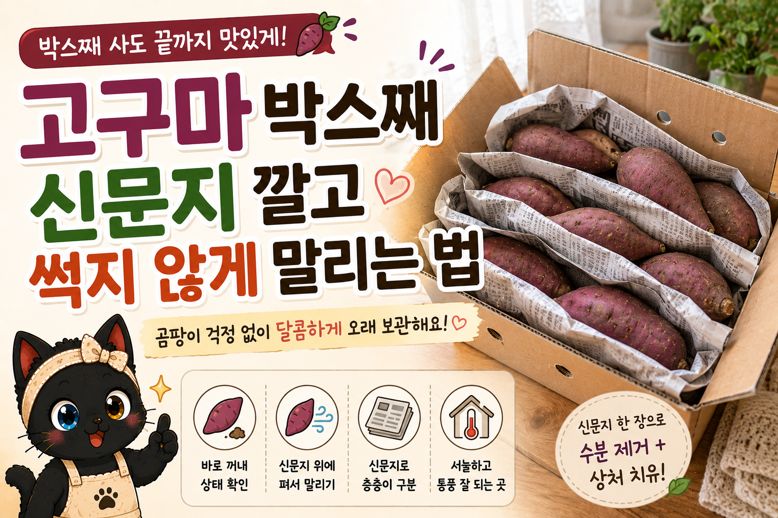 고구마 박스째 샀다면? 썩지 않게 신문지 깔고 오래 보관하는 방법