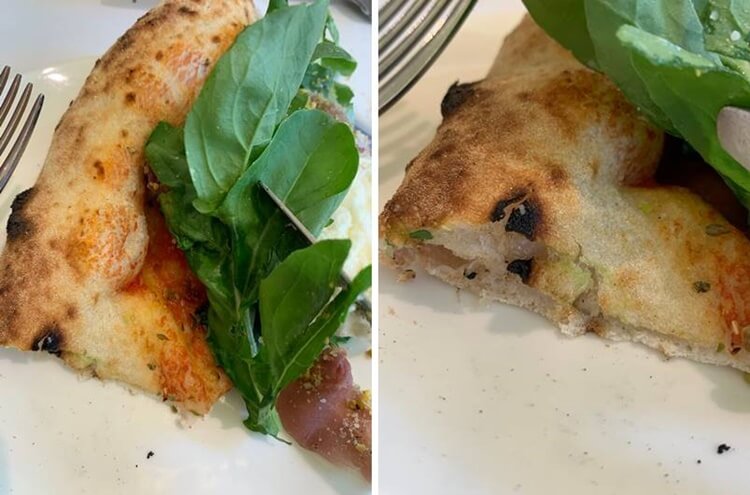 신선한 루꼴라와 맛있게 구워진 도우