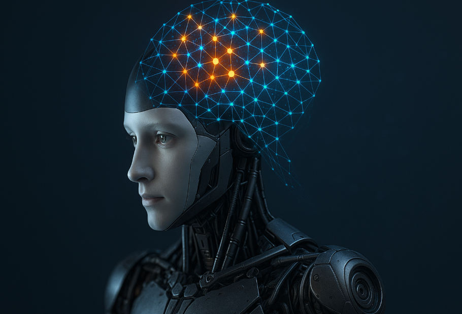 인간형-로봇-뇌-뉴럴-네트워크-구조-형상화