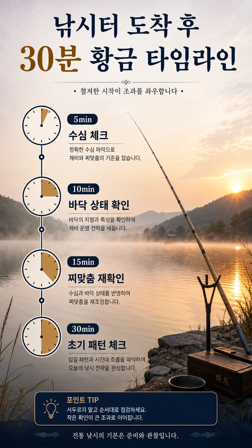 낚시터도착 30분 황금 타임라인