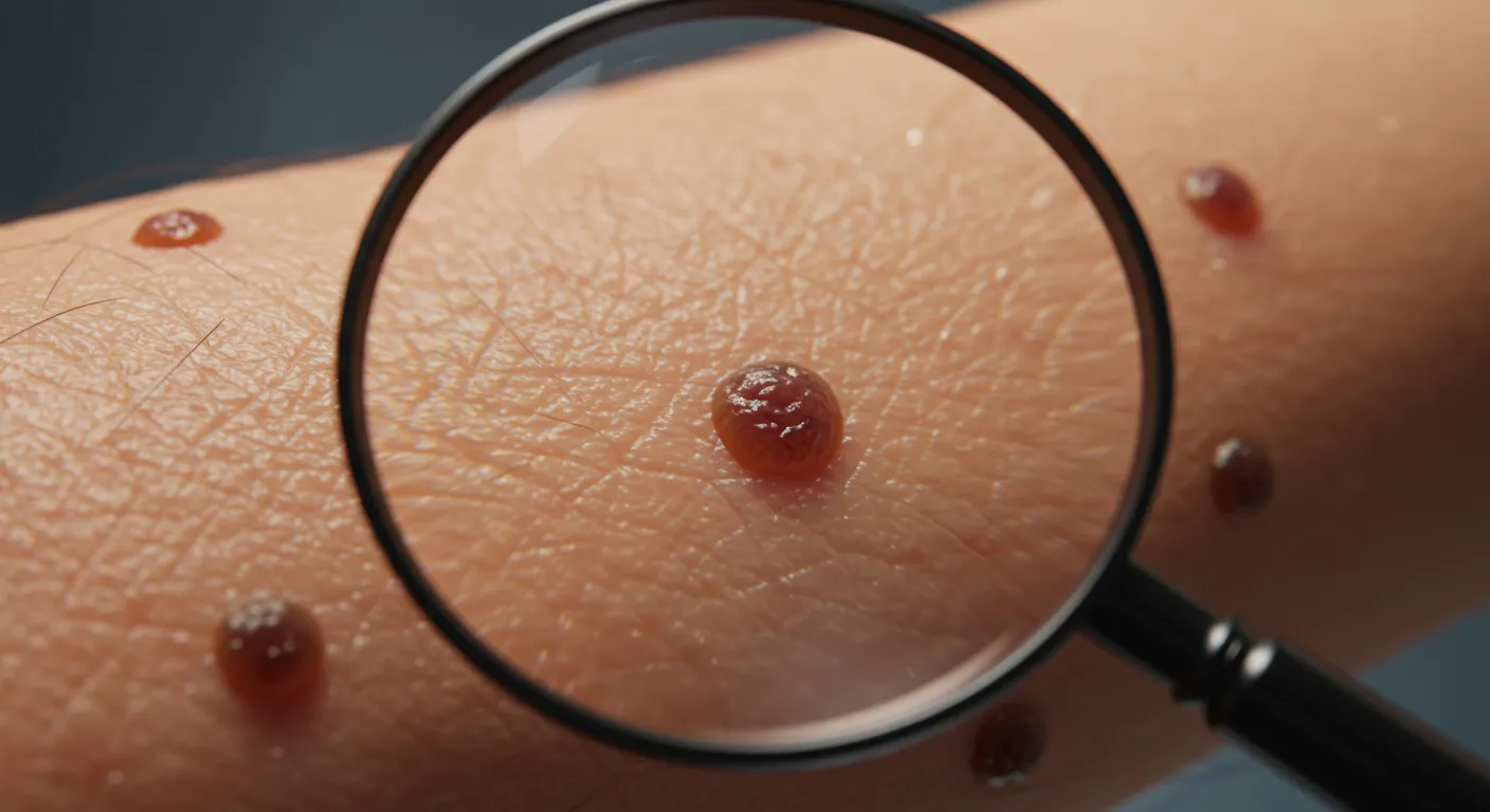 피부에 생긴 점을 확대해서 보는 이미지