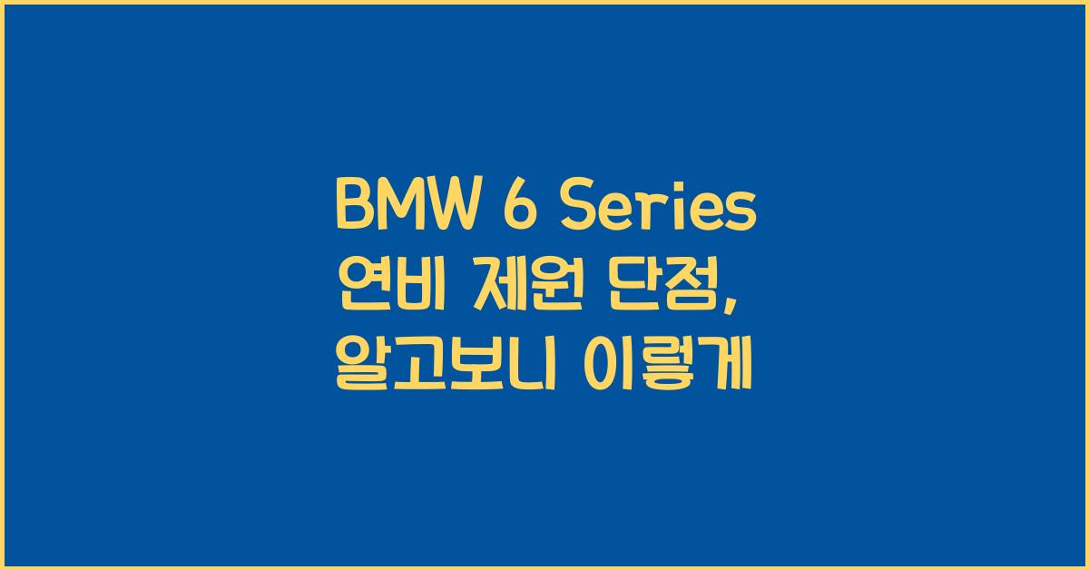 BMW 6 Series 연비 제원 단점