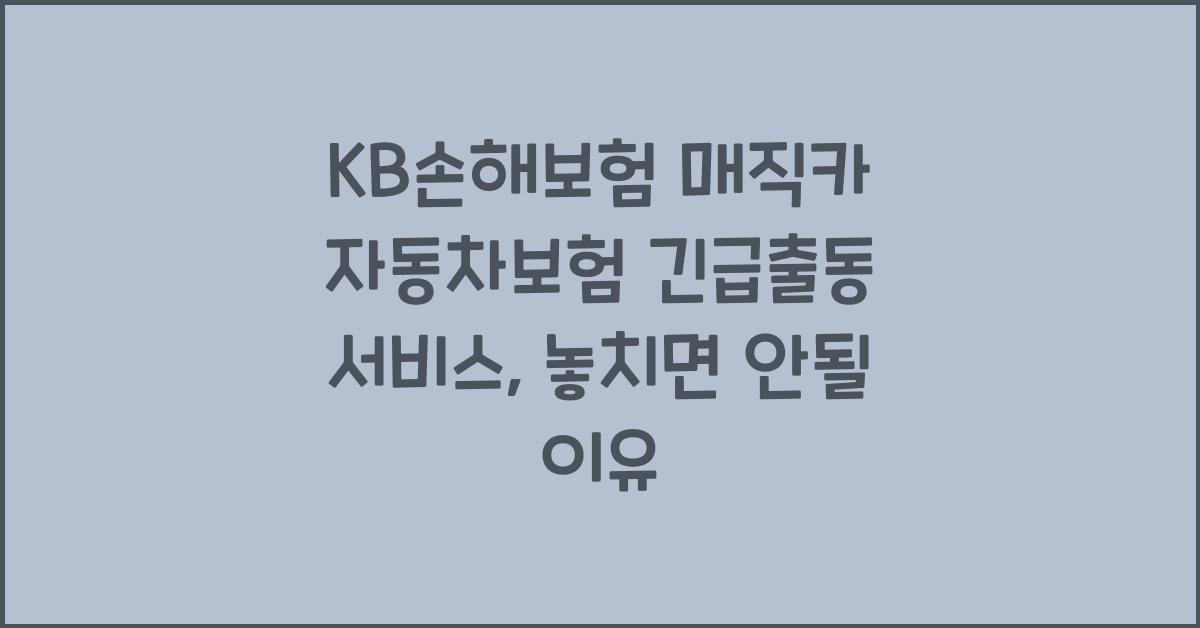 KB손해보험 매직카 자동차보험 긴급출동