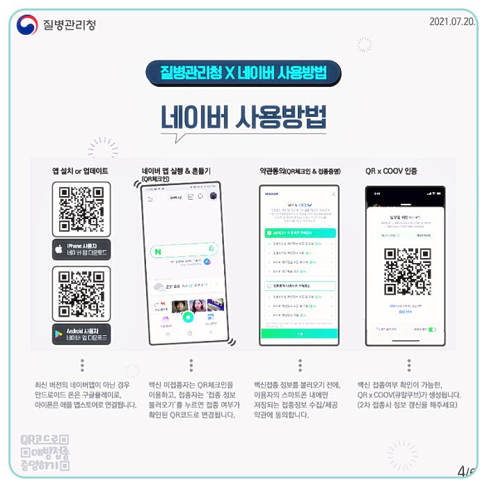 질병관리청-코로나19-예방접종-증명-네이버-QR코드-전자출입기록-활용-방법