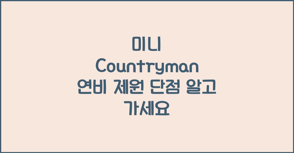 미니 Countryman 연비 제원 단점