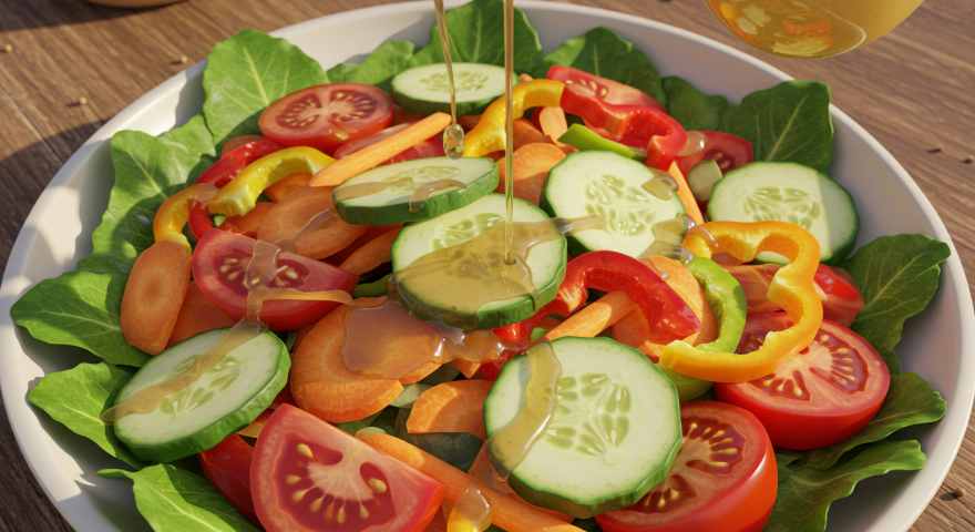 샐러드에 애사비 드레싱