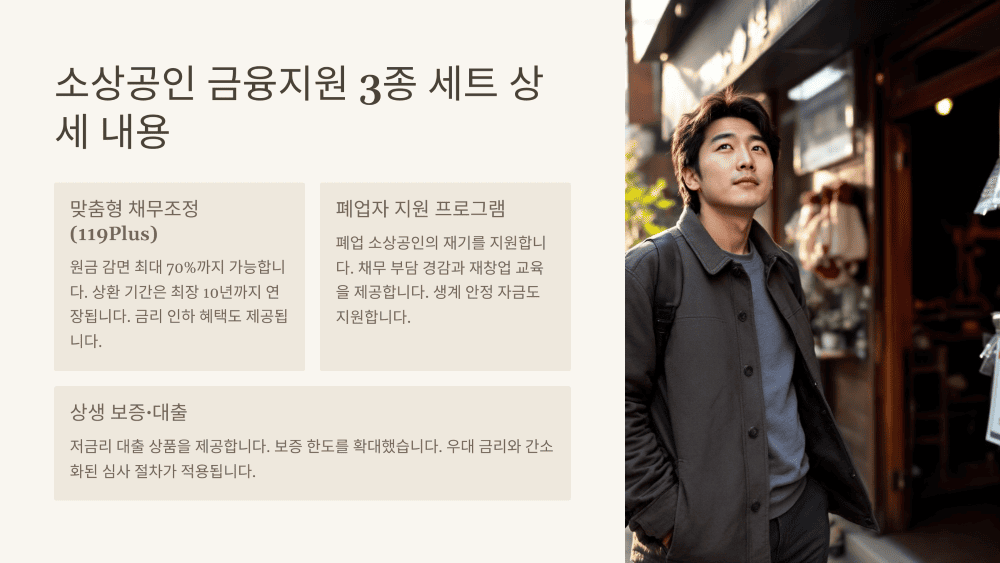 소상공인 금융지원 3종 세트 상세 내용