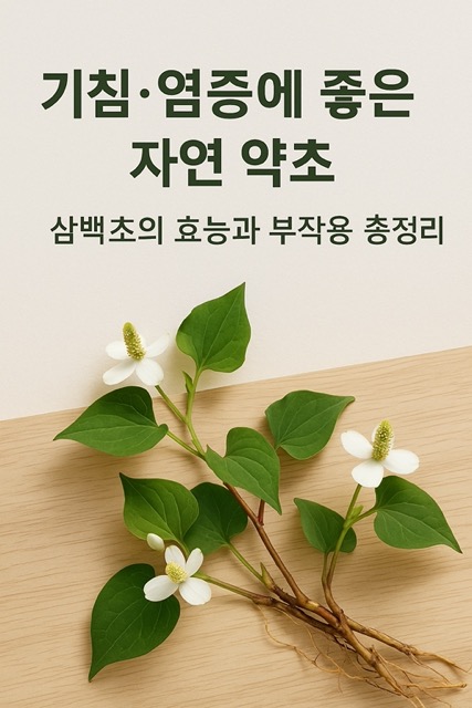 삼백초(三白草) 잎과 뿌리를 사실적으로 표현한 이미지 (출처: 자체제작)