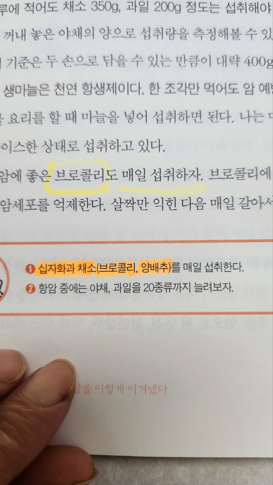 책 내용 브로콜리 중요하다는 부분
