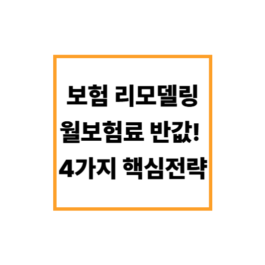 보험료 리모델링으로 월 보험료 반값! 4가지 핵심 전략
