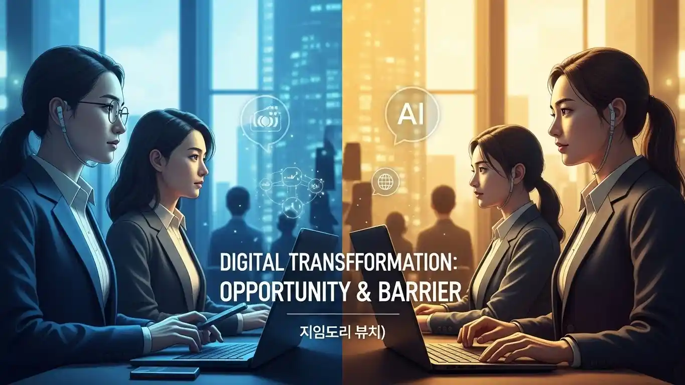 <img src="digital_transformation_opportunity_barrier_social_inequality.webp" alt="디지털 전환이 기회와 장벽으로 작용해 사회적 불균형을 심화시키는 현상을 보여주는 이미지 입니다">