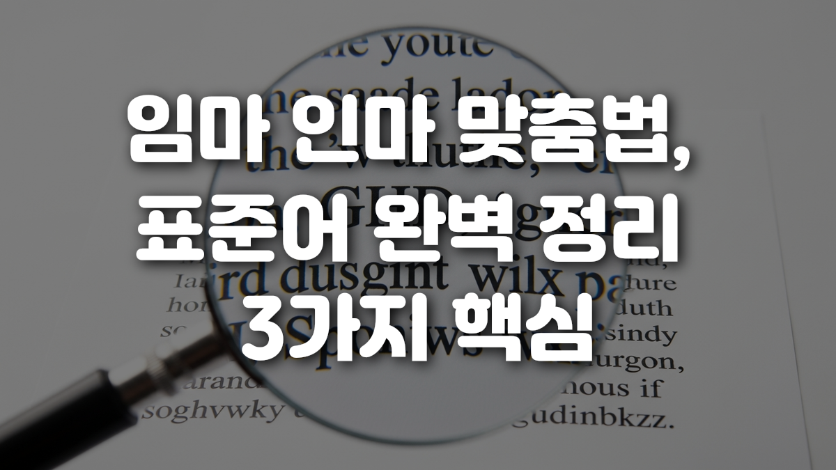 임마 인마 맞춤법 표준어 완벽 정리 3가지 핵심
