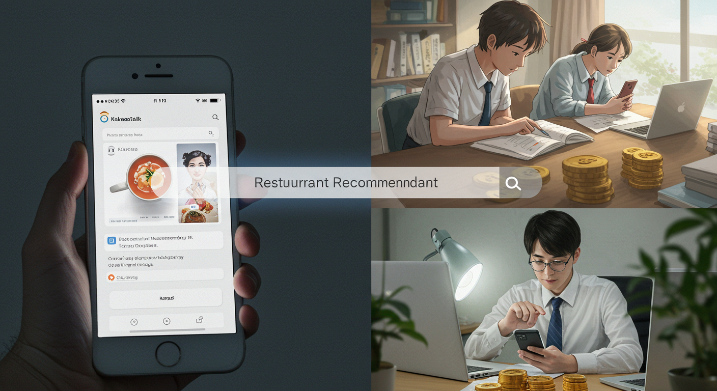 카카오톡에서 직접 검색하는 모습