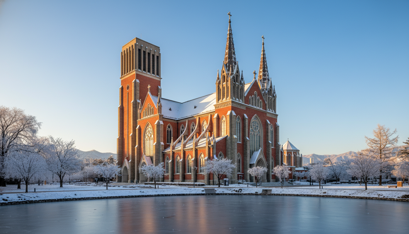 경기도의 웅장하고 아름다운 성당 건축물 전경