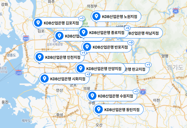 KDB 산업은행 지점 확인하기