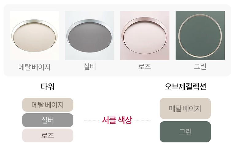 타워, 오브제 색상차이