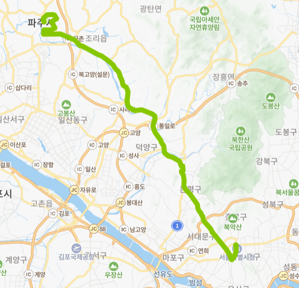 고양-서울-파주-799번-버스-노선-지도