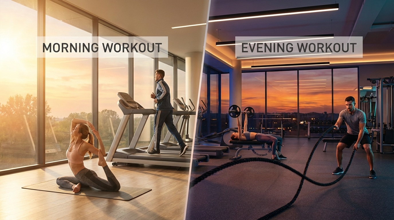 아침운동 vs 저녁운동 이미지