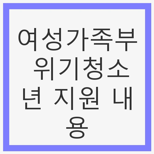 여성가족부 위기청소년 지원