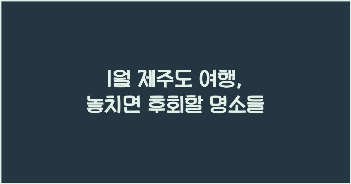 1월 제주도 여행