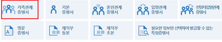 가족관계증명서 온라인발급