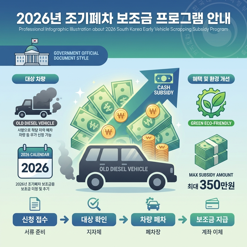 2026년 조기폐차지원금 조건 총정리 노후경유차 배출가스 등급별 신청 기준과 지원 금액