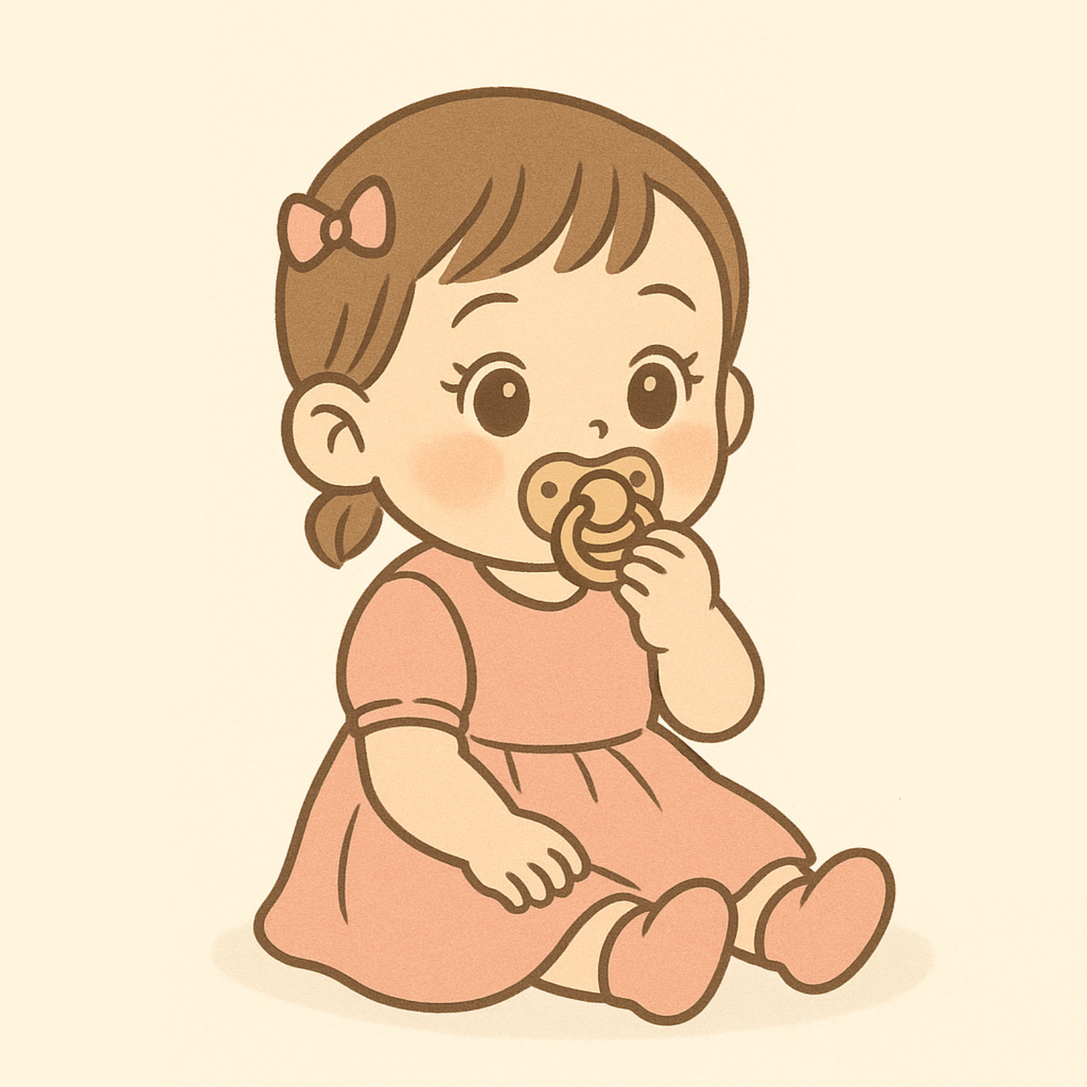 쪽쪽이 무는 여자 아이 일러스트