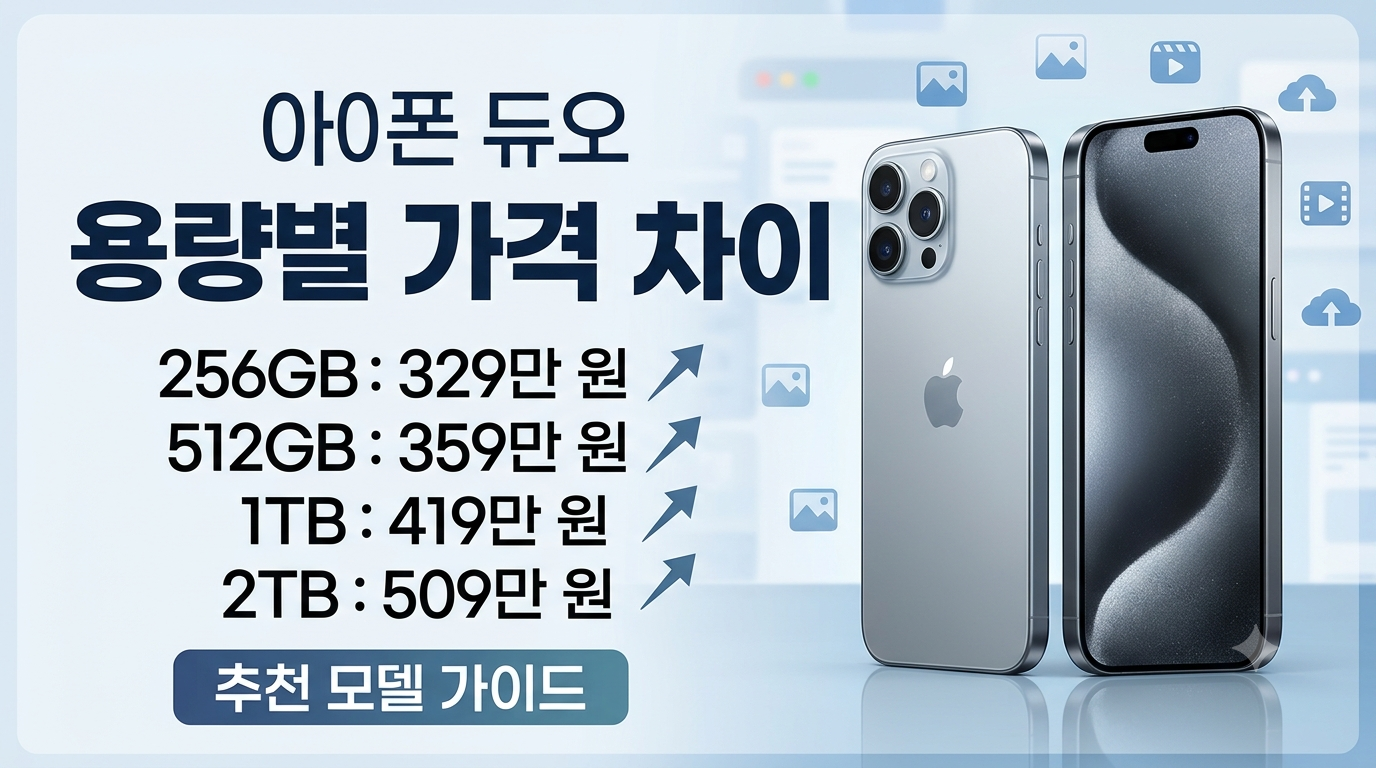 아이폰 듀오 용량별 가격 차이 총정리｜256GB&middot;512GB&middot;1TB&middot;2TB 추천 모델