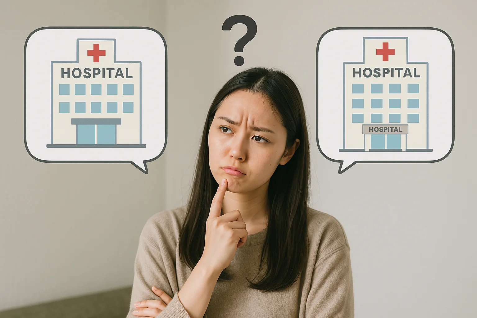 병원 선택을 고민하는 여성