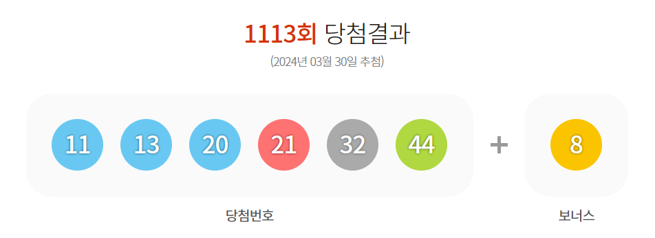 로또번호 1113회차