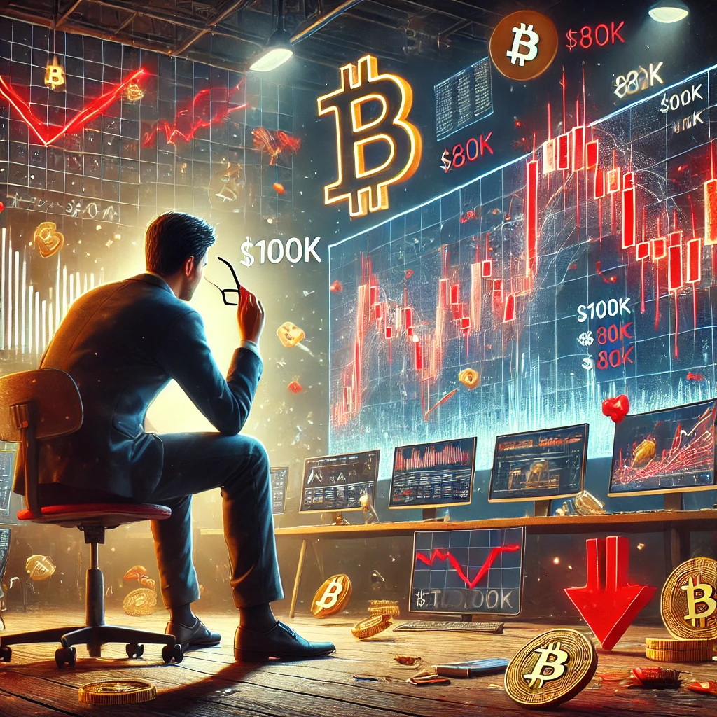 떨어지는 비트코인 이미지