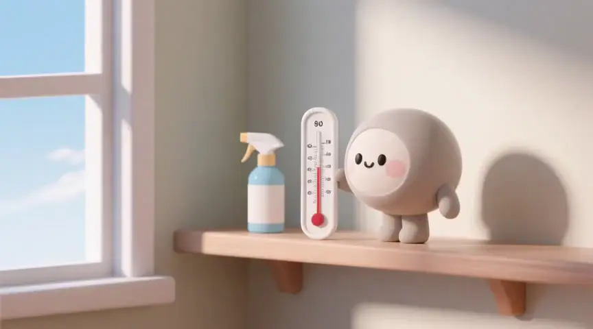선반 위 기기 위치를 조정하는 캐릭터의 움직이는 장면