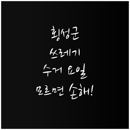 횡성군 쓰레기 수거 요일 확인 및 올..