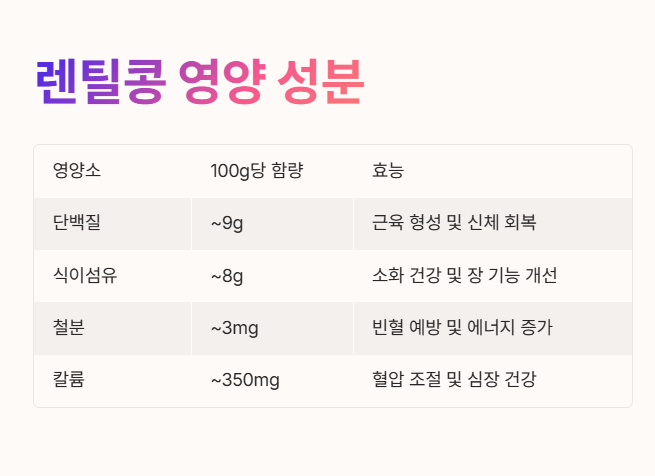 렌틸콩 영양 성분 