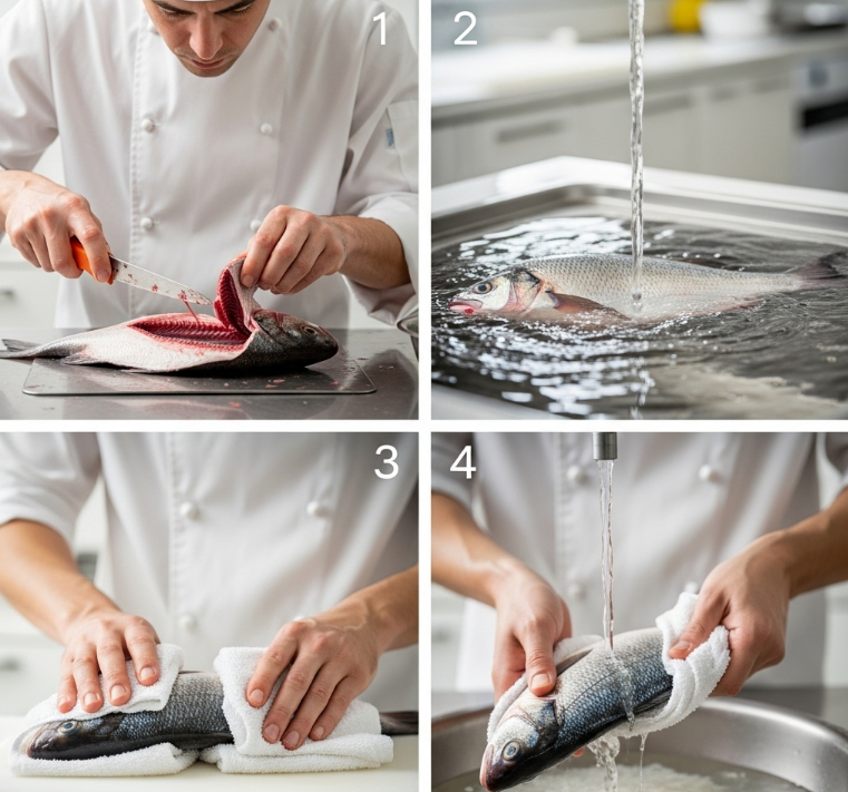 깨끗하게 손질된 생선은 신선도 유지의 첫걸음입니다