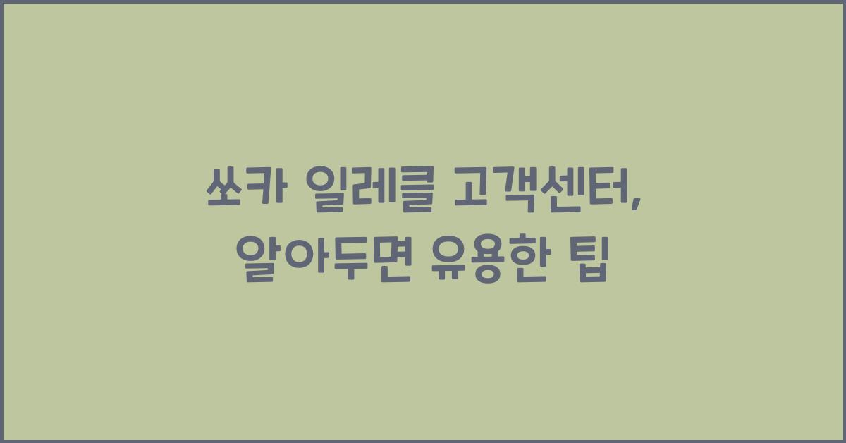 쏘카 일레클 고객센터