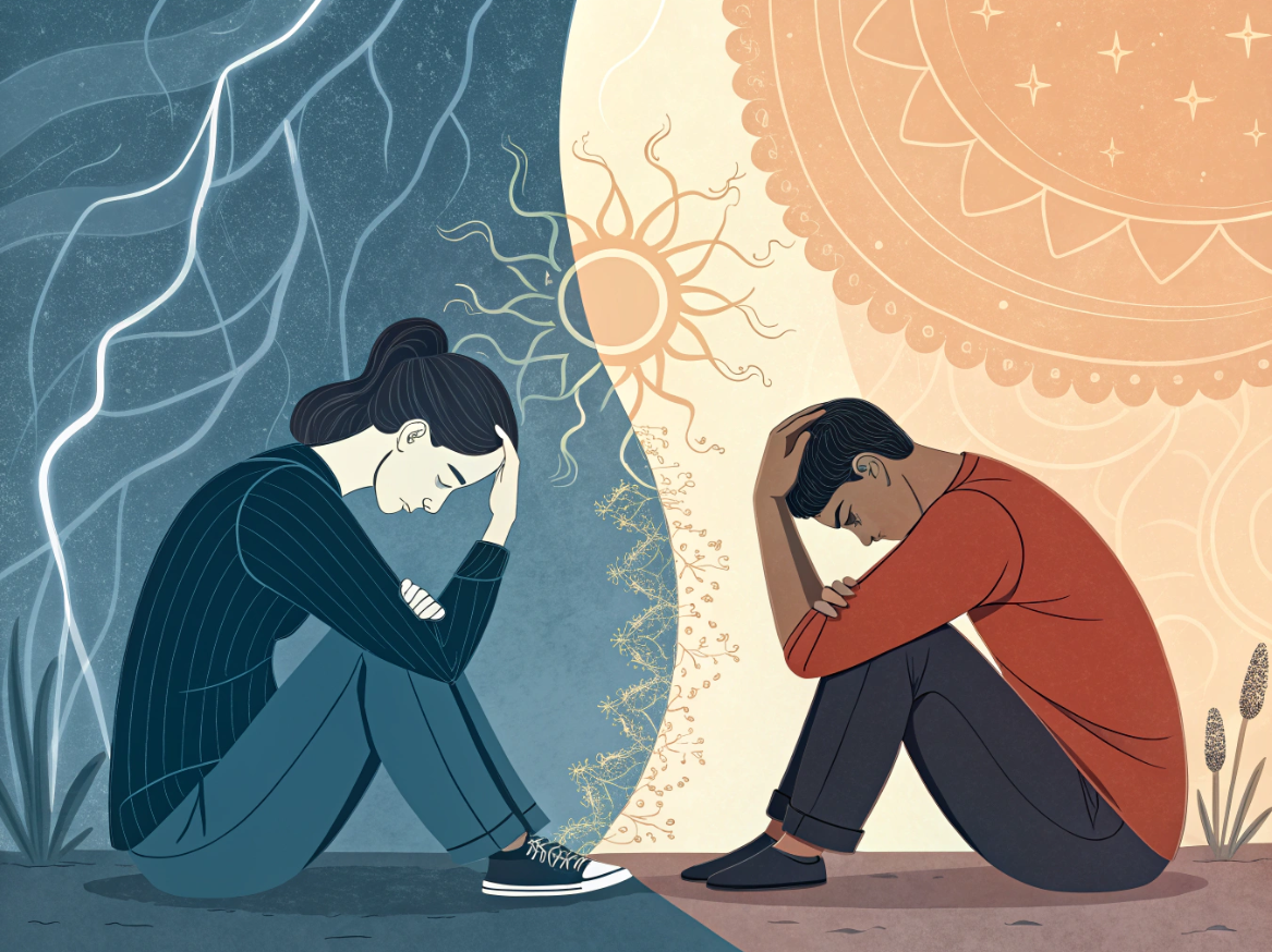 아침에 기상하여 극심한 두통에 힘들어하는 모습