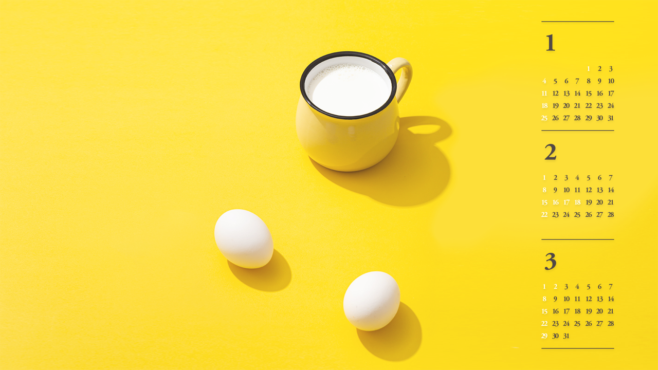 02 우유와 계란 B - 2026년2월 달력배경화면