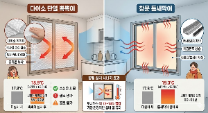 창문 단열뽁뽁이와 틈새막이