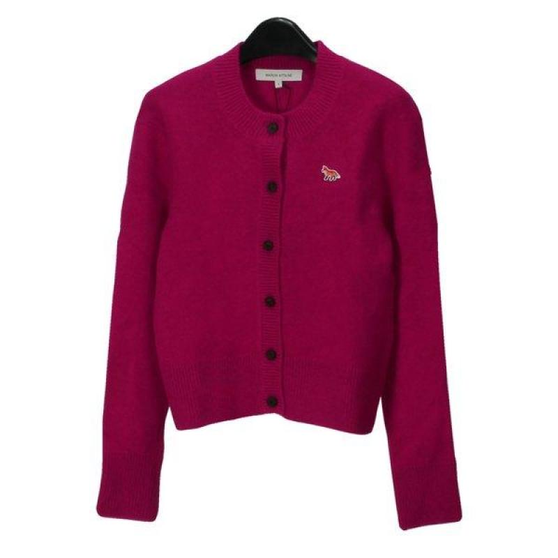 메종키츠네 가디건 베이비 폭스 패치 푸시아 여성 P645 LW00508KT1006