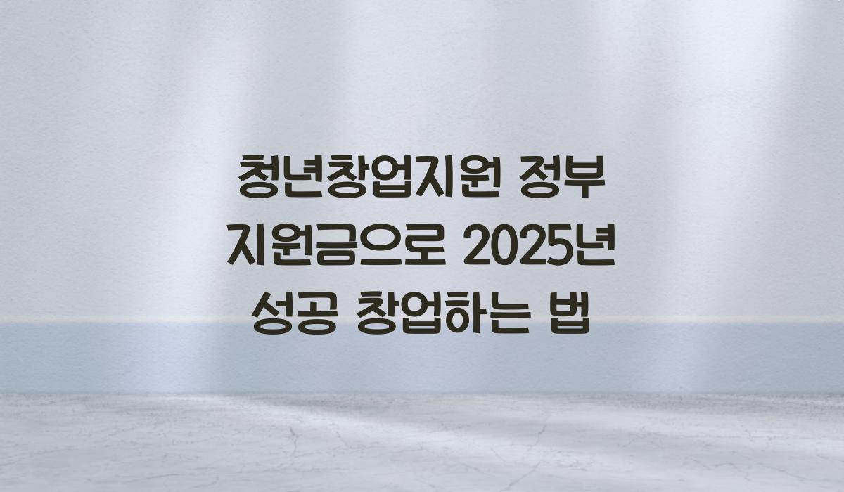 청년창업지원 정부 지원금