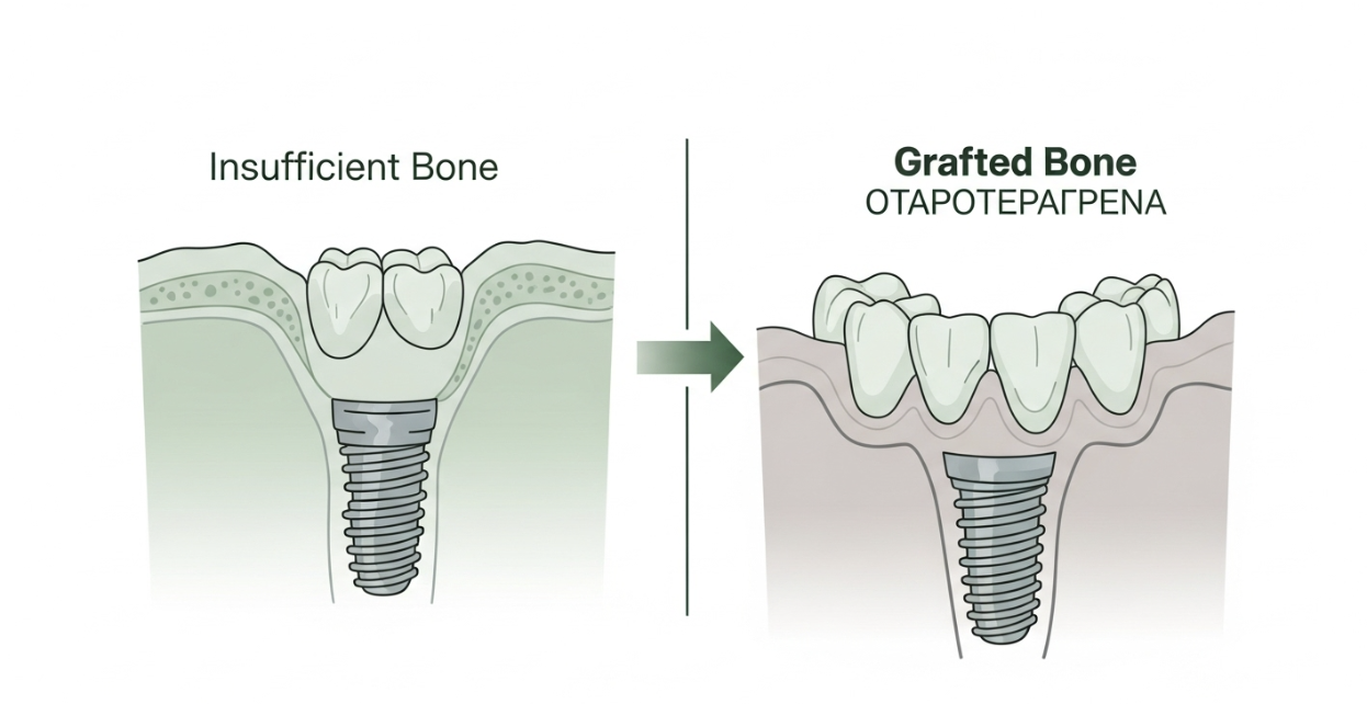 노인이 치과 보험 임플란트 안내문의 본인 부담금 30% 부분을 손가락으로 가리키며 혜택을 확인하는 모습. 깔끔한 치과 접수대가 배경에 있습니다.