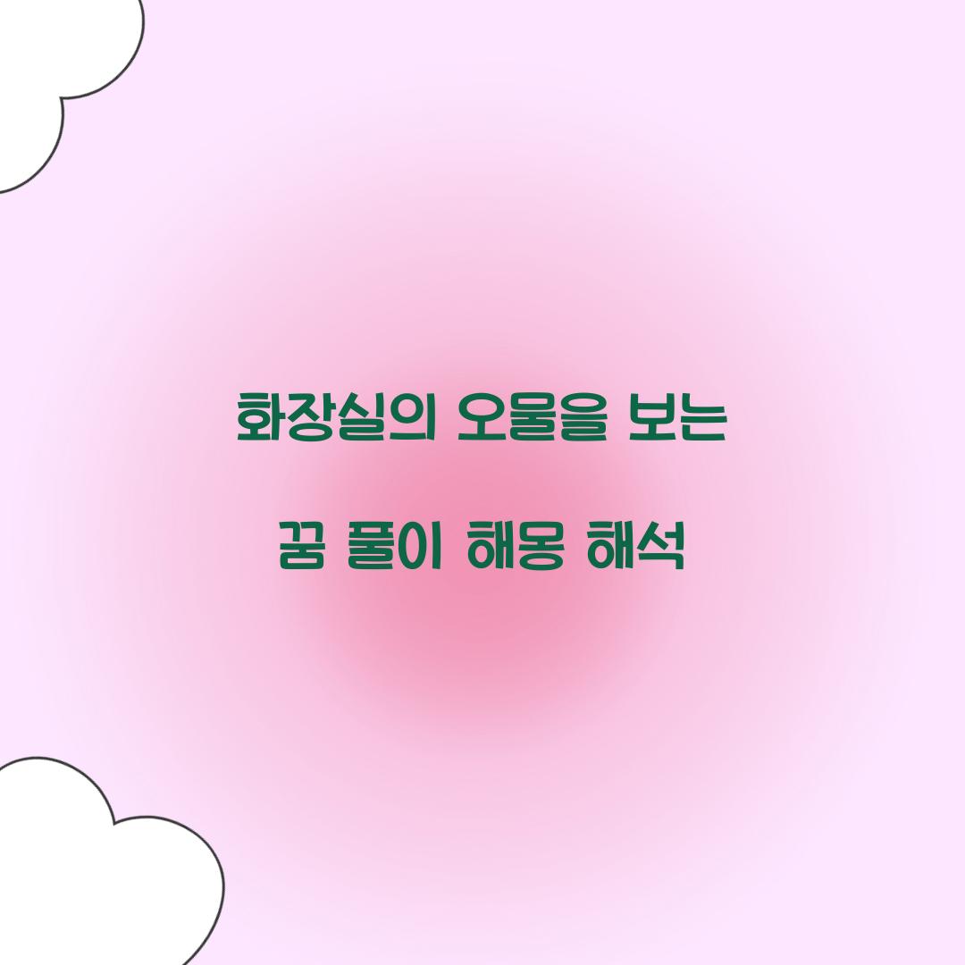 화장실의 오물을 보는 꿈 풀이 해몽 해석