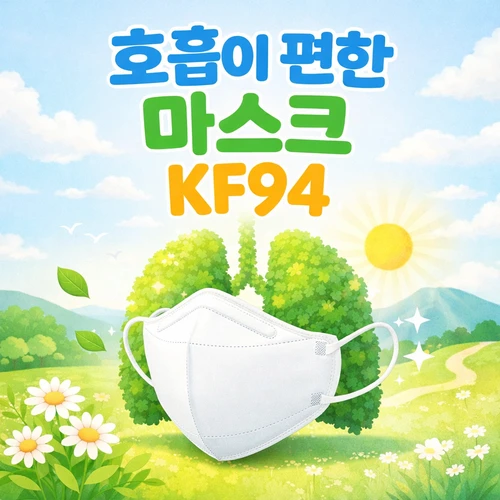 호흡이 편한 KF94 마스크 착용 비교 예시 썸네일