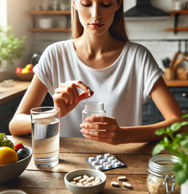 면역력을 챙기기 위해 영양제를 섭취하는 모습