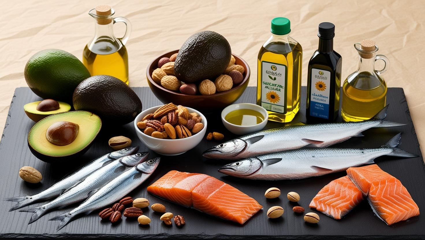 아보카도와 생선 그림 사진