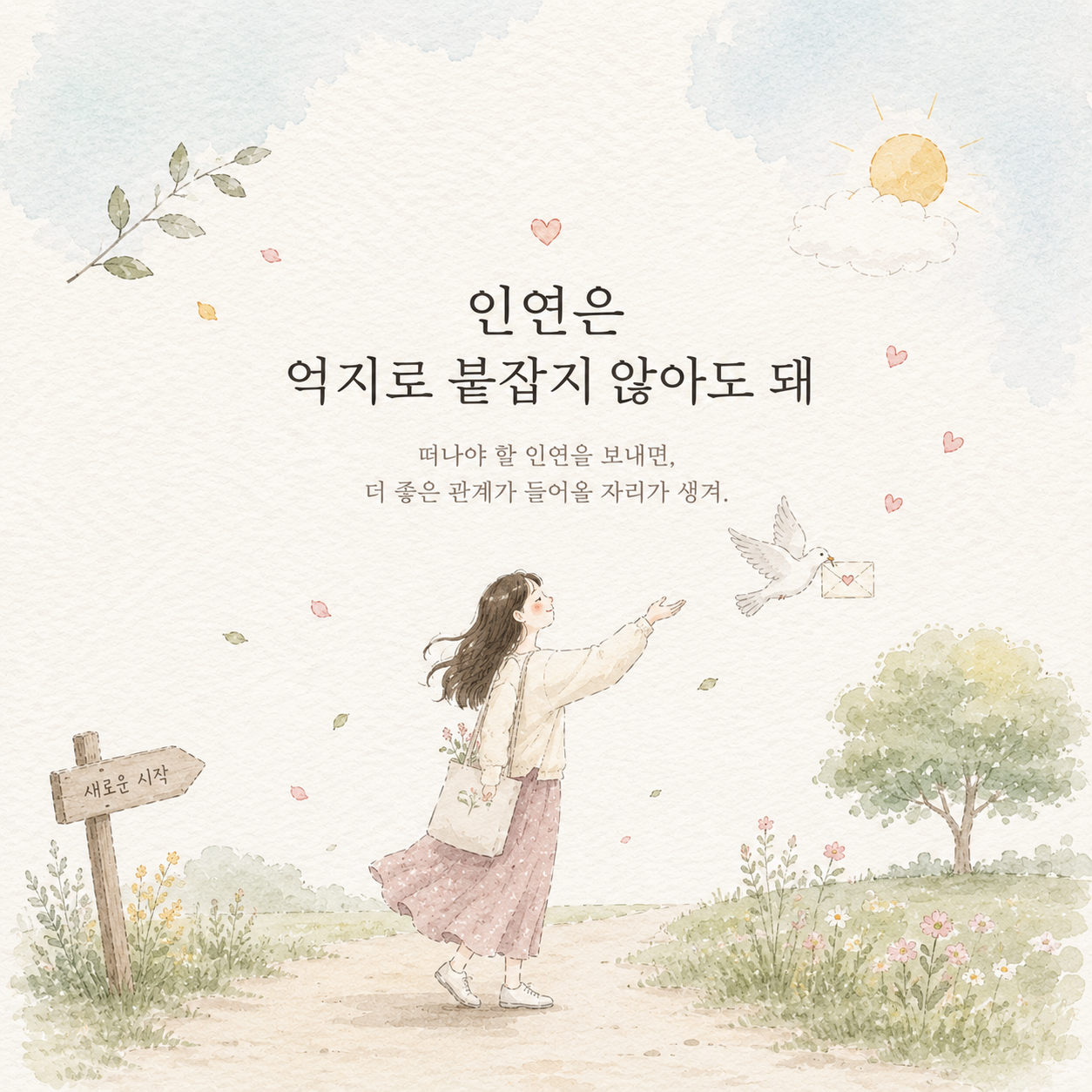 인연은 억지로 붙잡지 않아도 돼 관계 정리 글귀 이미지